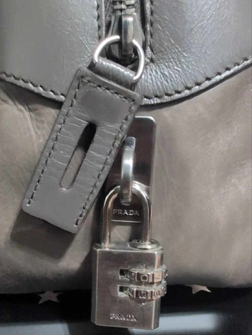 PRADA Vitello Drive Perforated Bowler Bag - Gray